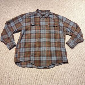 Vintage LL Bean Button Up Shirt Mens XL Plaid Brown Gorpcore Classic Outdoor